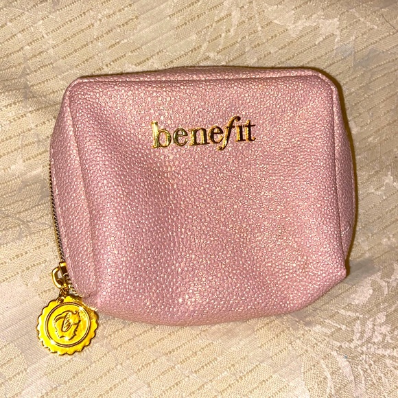 Benefit pink sparkle makeup bag